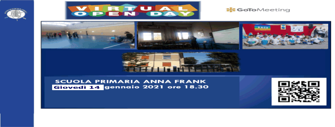 NEWS: Virtual open day Scuola primaria Anna Frank giovedì 14 gennaio 2021