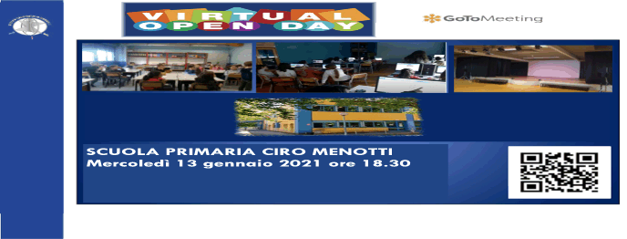 Virtual open day Scuola primaria Menotti mercoledì 13 Gennaio 2021