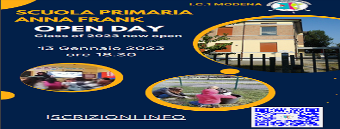 Open day Scuola primaria Anna Frank 13 Gennaio 2023 ore 18.30